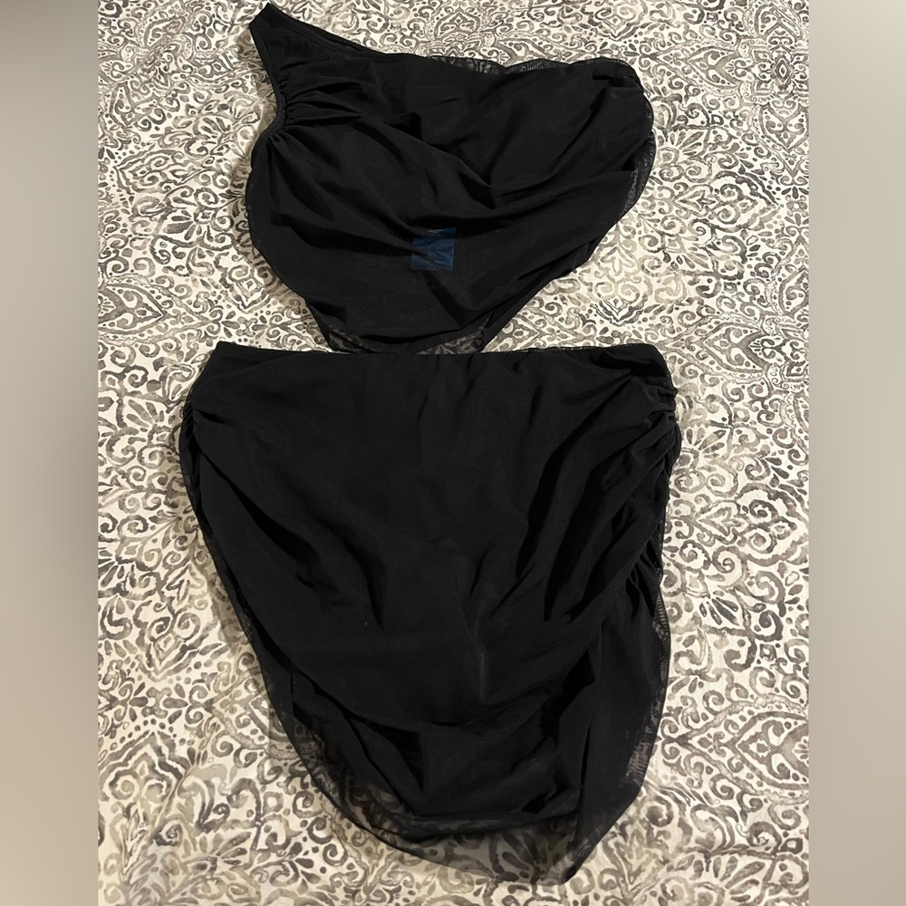 Cupshe Asymmetrical Mesh Top  and Bottoms Swimsuit set